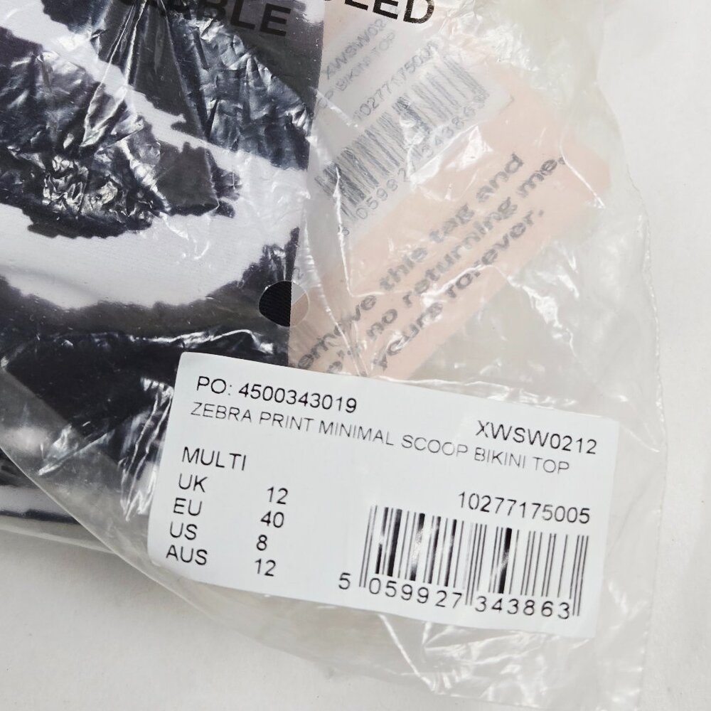 NEW ASOS Missguided Mix & Match Scoop Neck Bikini Top Zebra Print SZ 8 MSRP $20 - Picture 8 of 8
